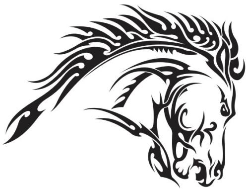 TRIBAL TATTOO HORSE HEAD DECAL - VINYL STICKER FOR WALL / WINDOW / CAR