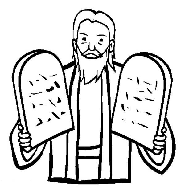 Moses Hold Two Stone Tablet about Ten Commandments Coloring Page ...