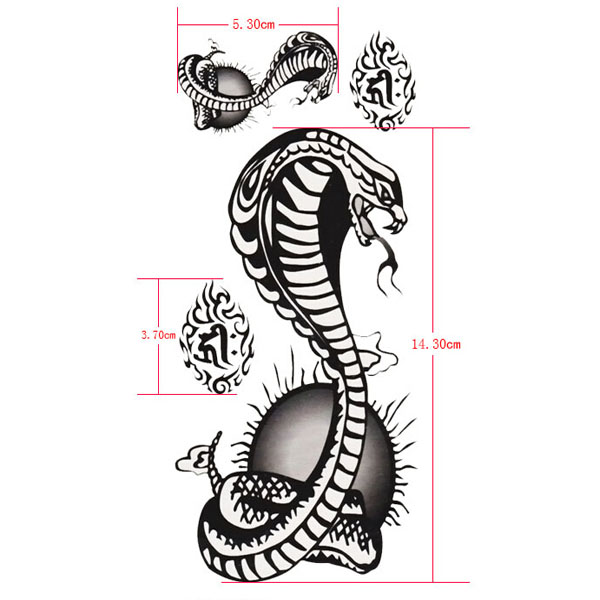 Cobra Waterproof Snake Design Temporary Tattoo Sticker Paper - US ...