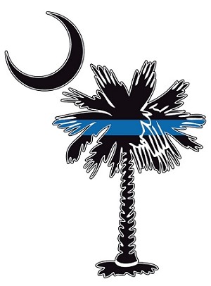 Thin Blue Line Palmetto Tree Decal| underthecarolinamoon.com