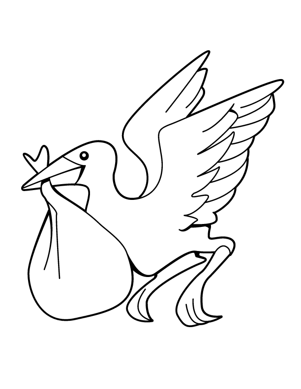 stork carrying a baby printable coloring in pages for kids ...