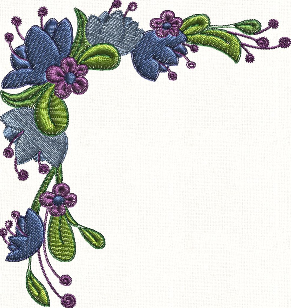 Cute Corner Embroidery Flowers Border Design 2014