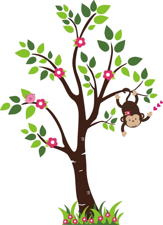 Girl monkey in a tree clipart