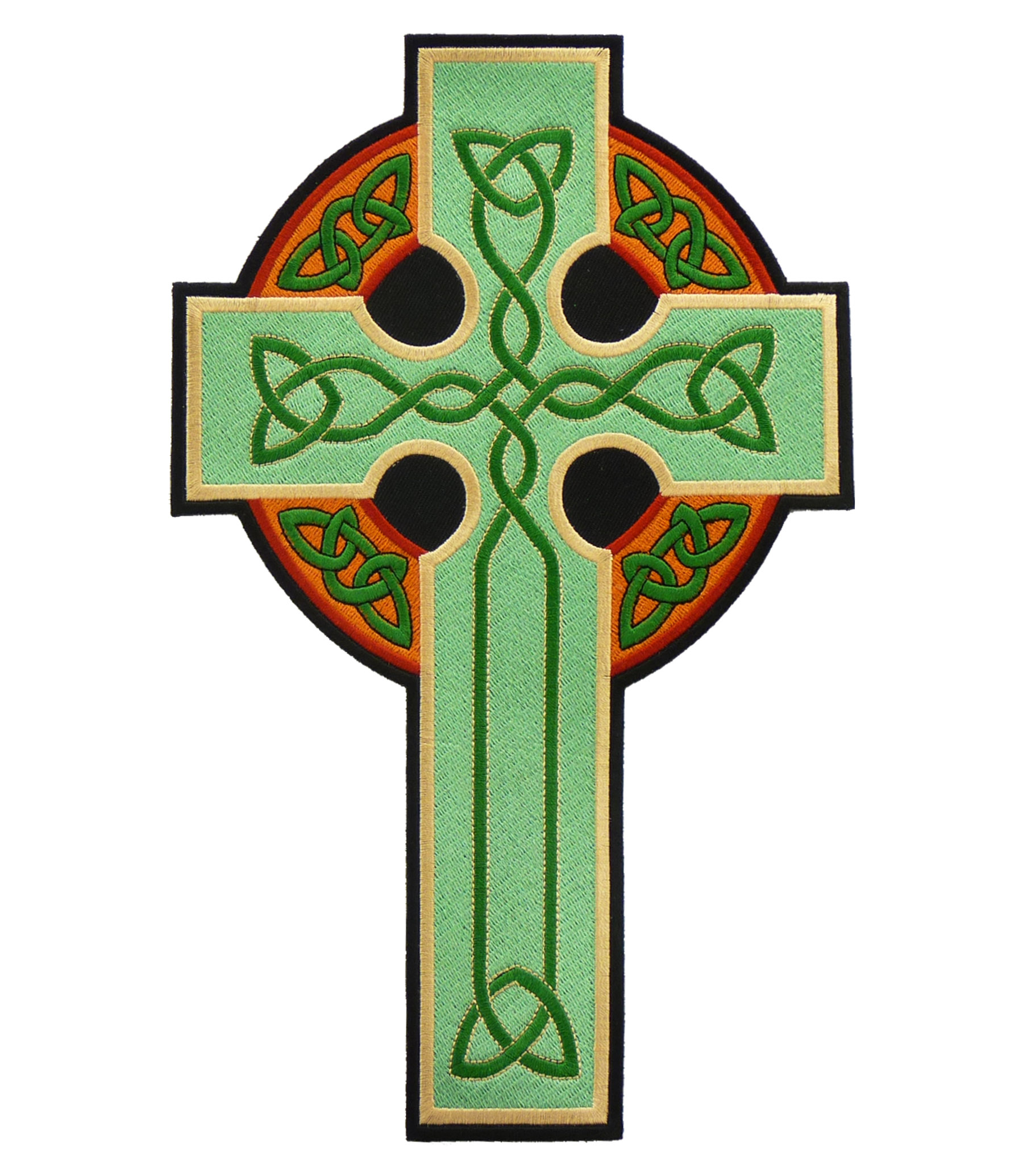 Green & Gold Irish Celtic Cross Patch | Irish Patches