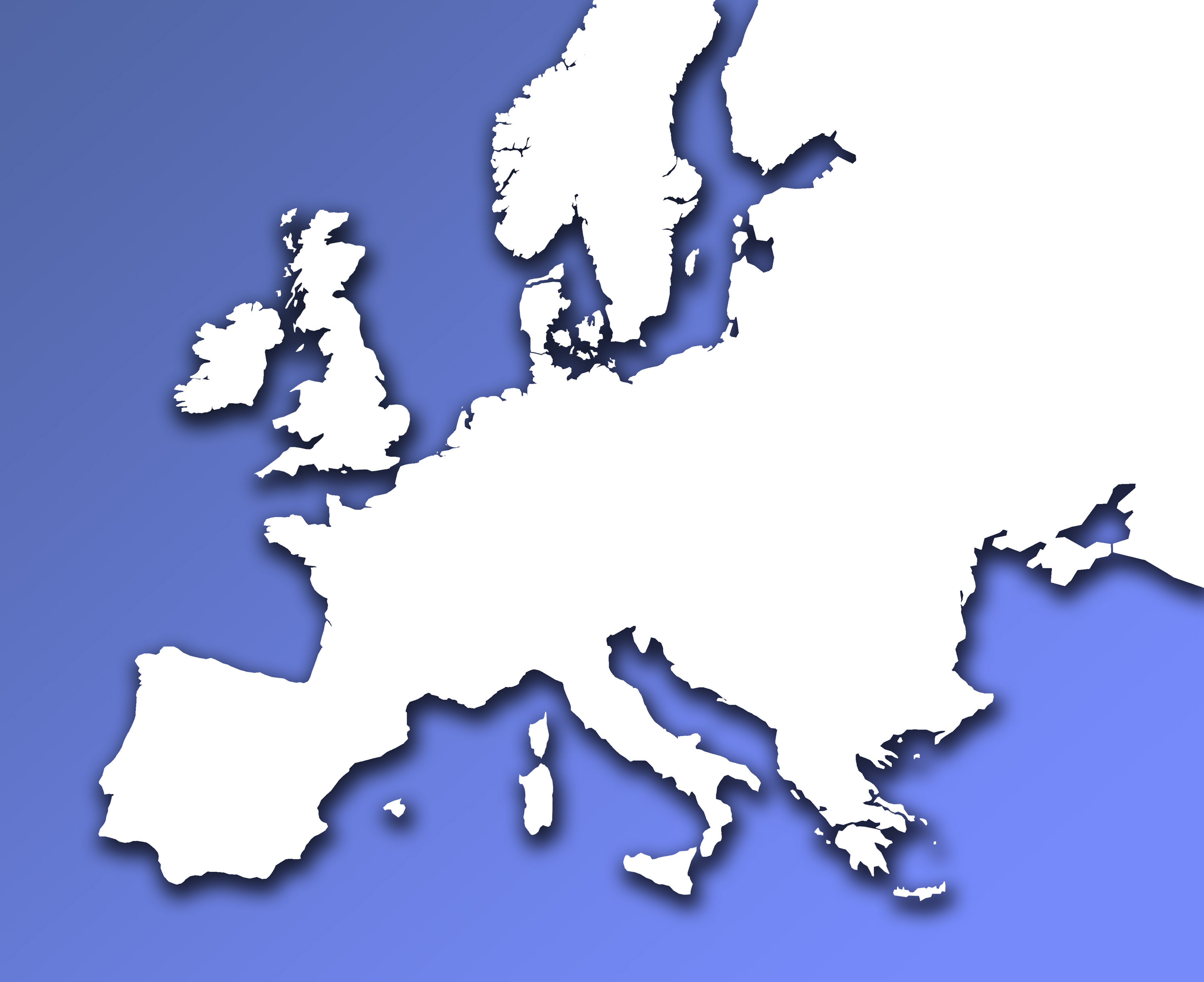 Europe Map with cities - blank outline map of Europe-