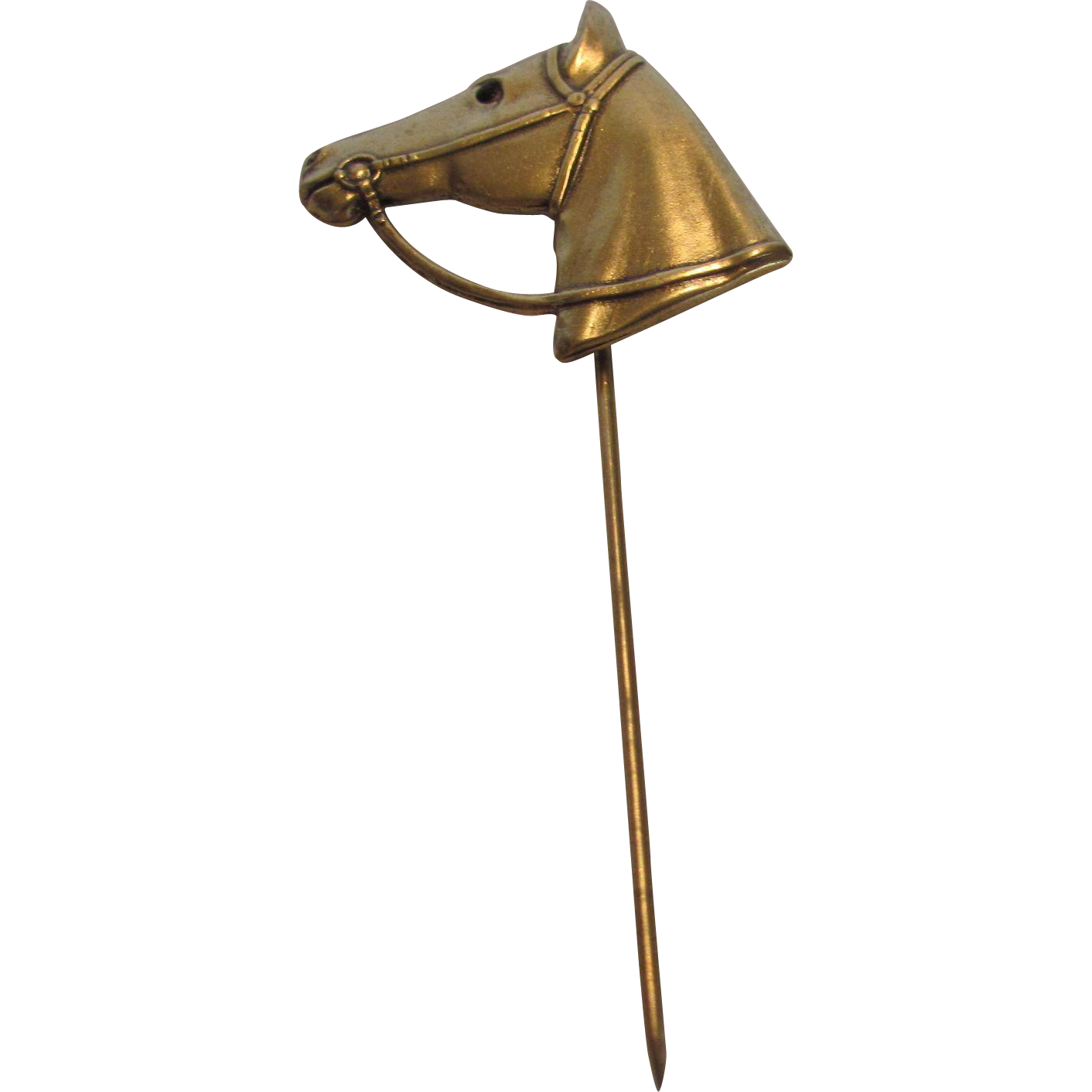 Joseff Signed Horse Head Stick Pin in Goldtones with Faux Ruby Eye ...
