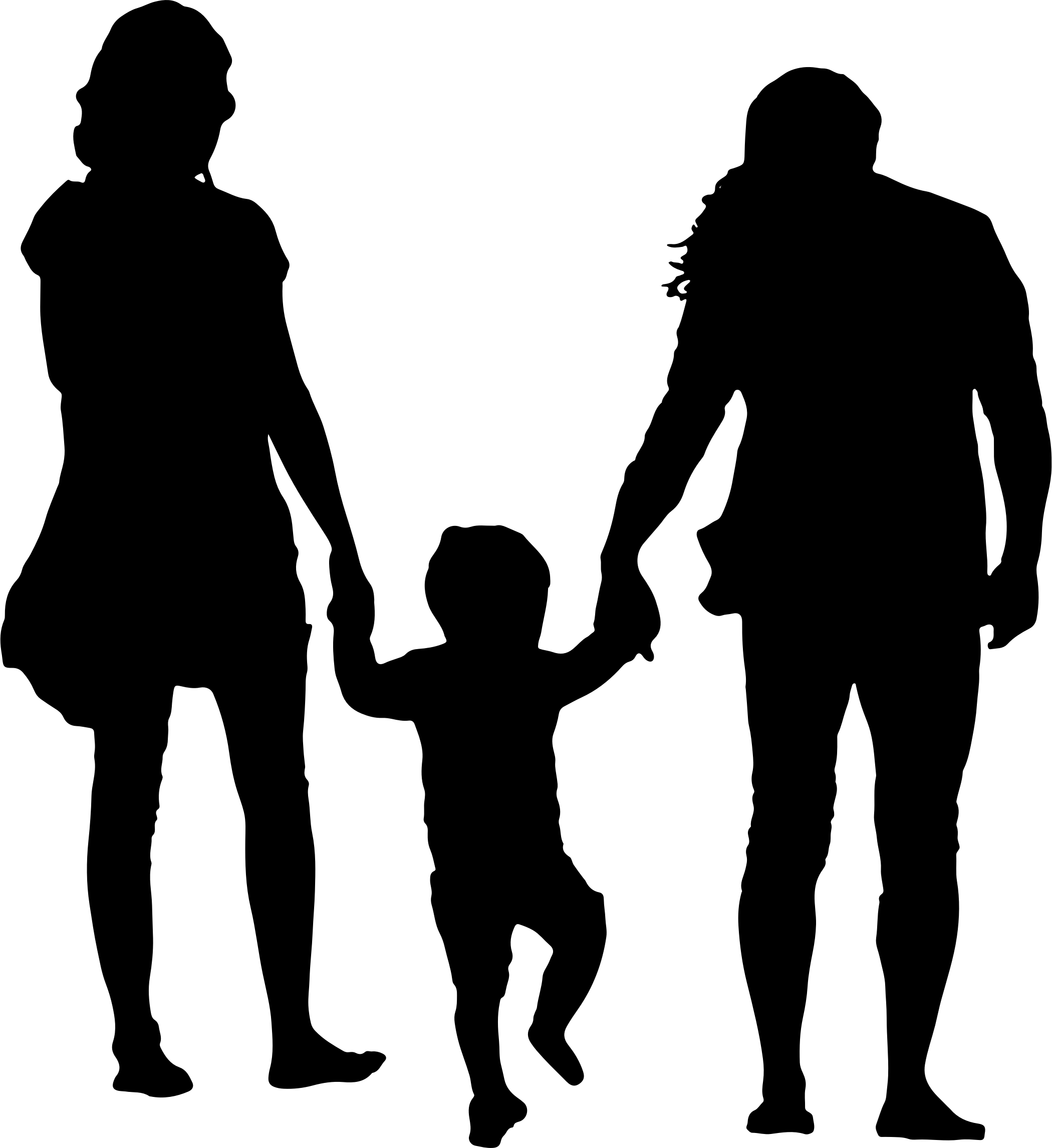 Clipart - Family With Child In The Middle Silhouette