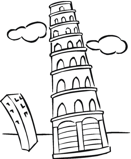 TOWER PISA COLORING PAGE