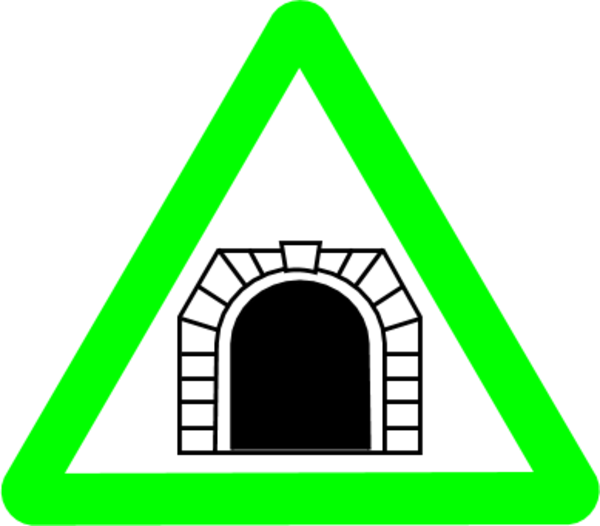 road warning sign tunnel ahead in triangle - vector Clip Art