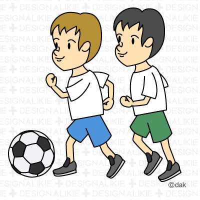 Children playing soccer clipart