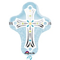 Little Miracle Boy Blue & Gray Cross Baby Shower Decorations ...
