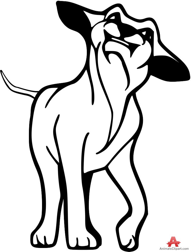 Dog outline clipart black and white