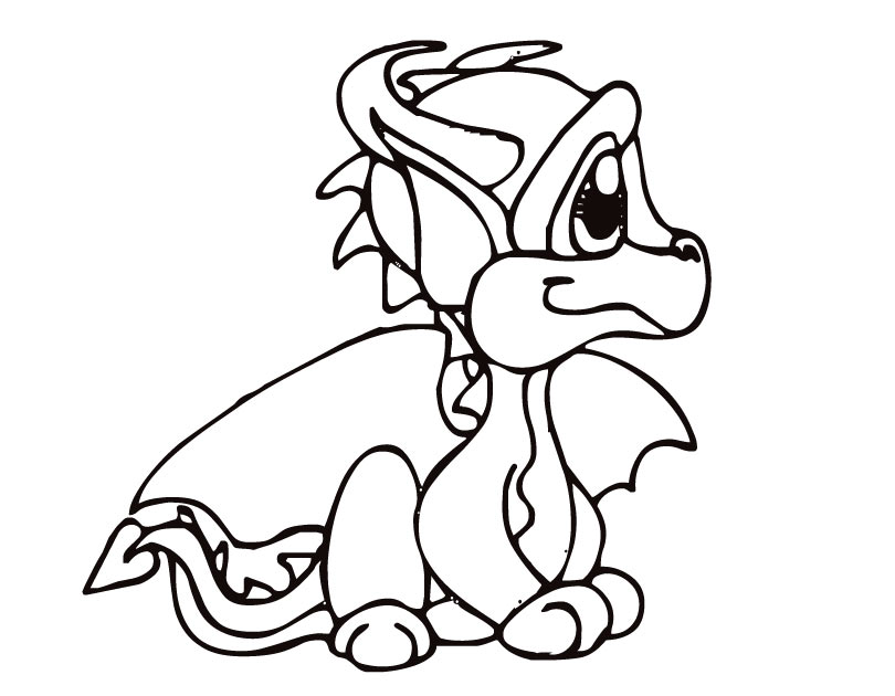Clipart cute dragon black and white - ClipartFox