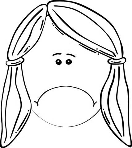 Sad woman face clipart coloring
