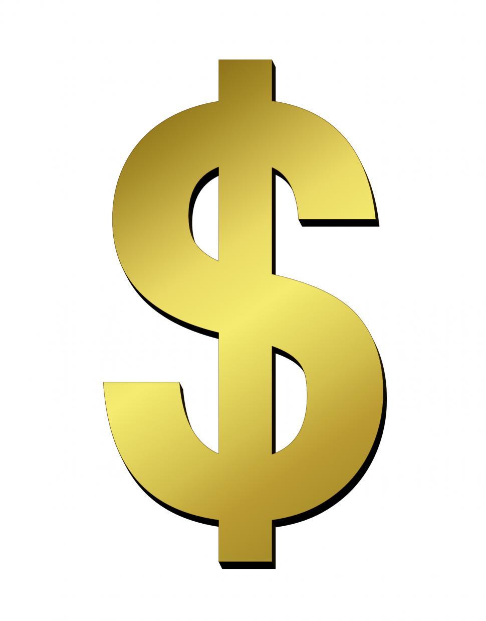 Free Stock Photo of Dimensional Gold Dollar Sign - Freerange Stock