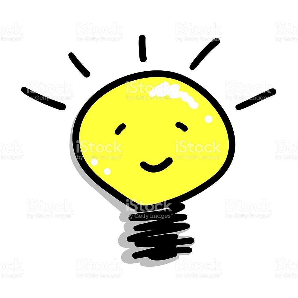 Comic einer lÃ¤chelnden GlÃ¼hbirne Symbol stock illustration ...