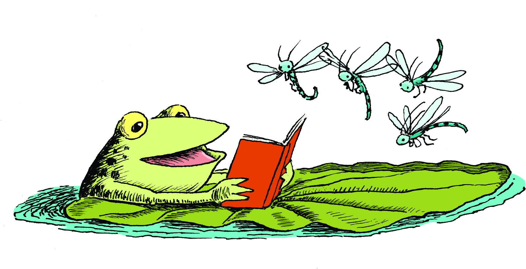 Frog reading clipart