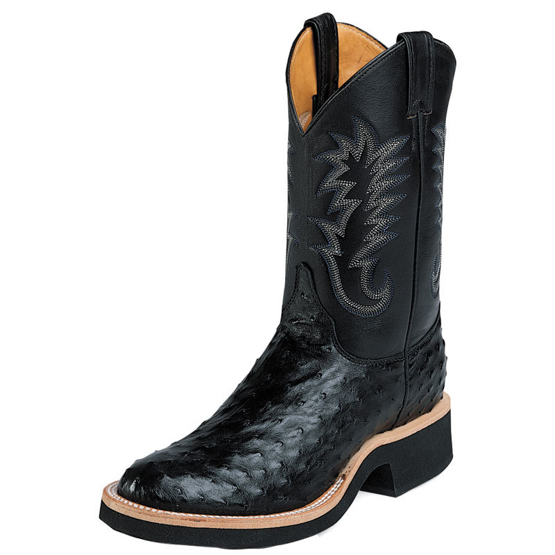 JUSTIN BOOT COMPANY - Justin Black Full Quill Ostrich-11" Top ...