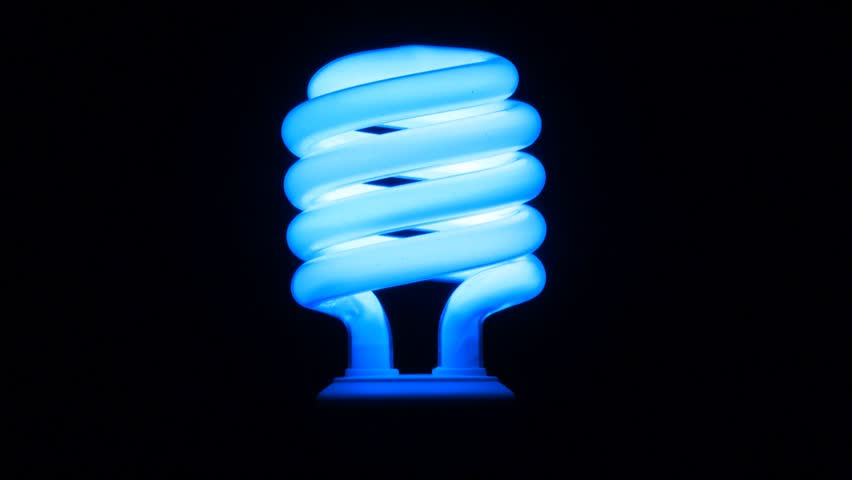Blur Flickering Fluorescent Light Bulb In Dark Black Background ...
