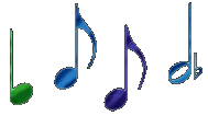 Musical notes, sheet music and moving sound clip art images