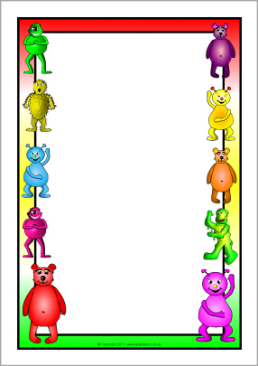 Monsters and aliens themed A4 page borders (SB7087) - SparkleBox