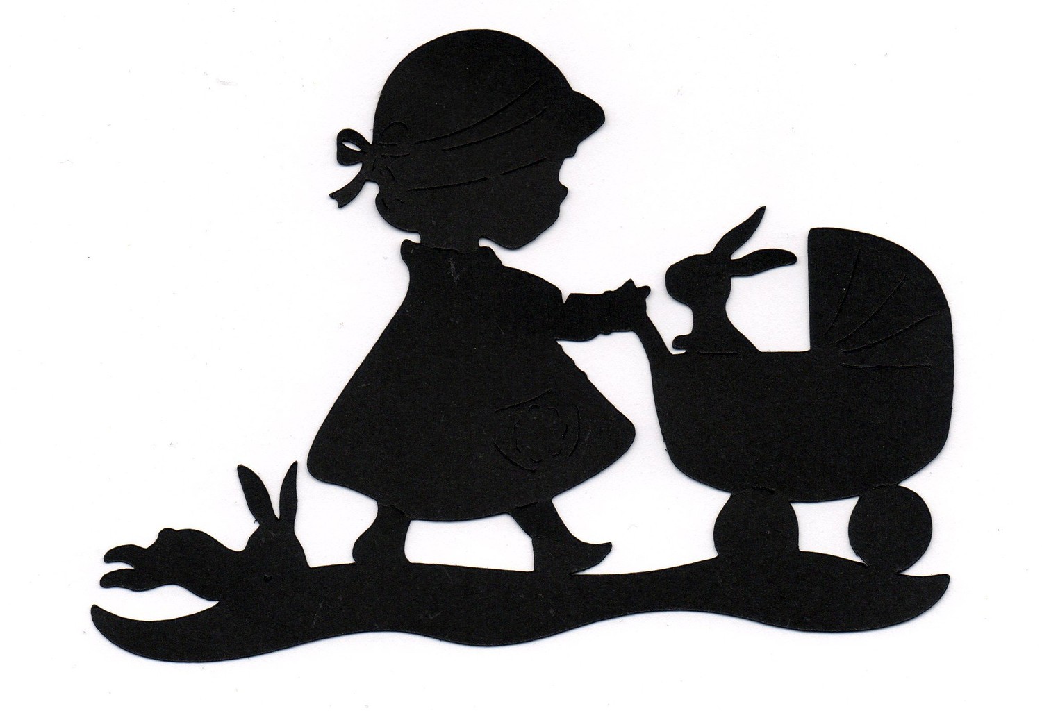 Easter bunny girl with stroller Silhouette by simplymadescrapbooks
