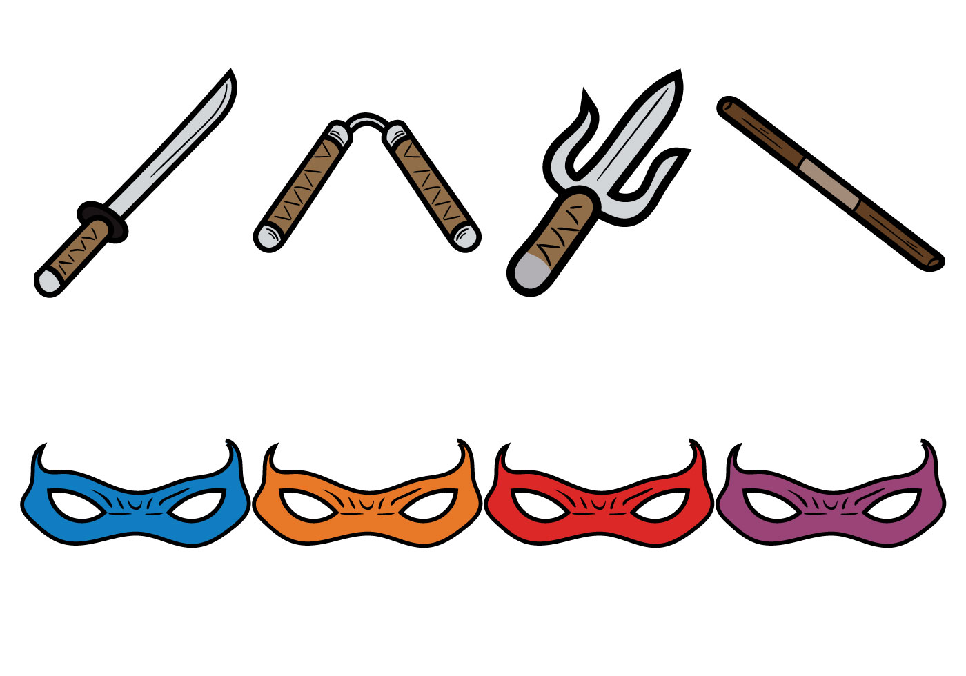 TMNT Masks & Logos Free Vector - Download Free Vector Art, Stock ...