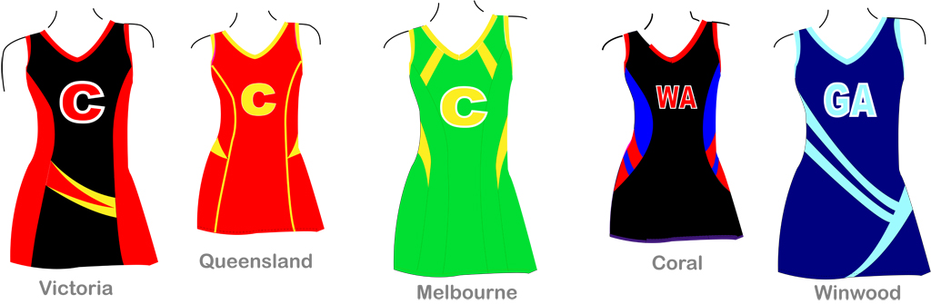 Netball Dresses, Netball Tops Skirts & Skorts.