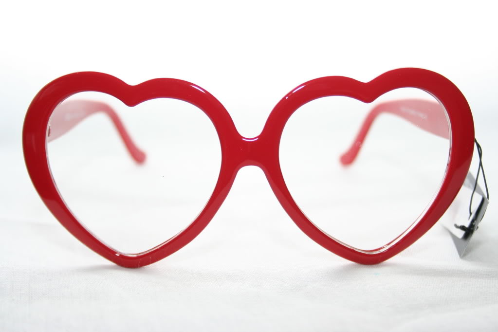 Heart Shaped Thick Nerd Glasses Clear Retro Red Geek Love Chic New ...