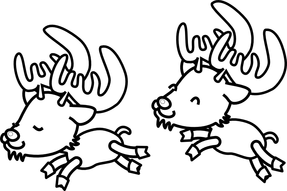 caribou reindeer raindeer black white line black white line art ...