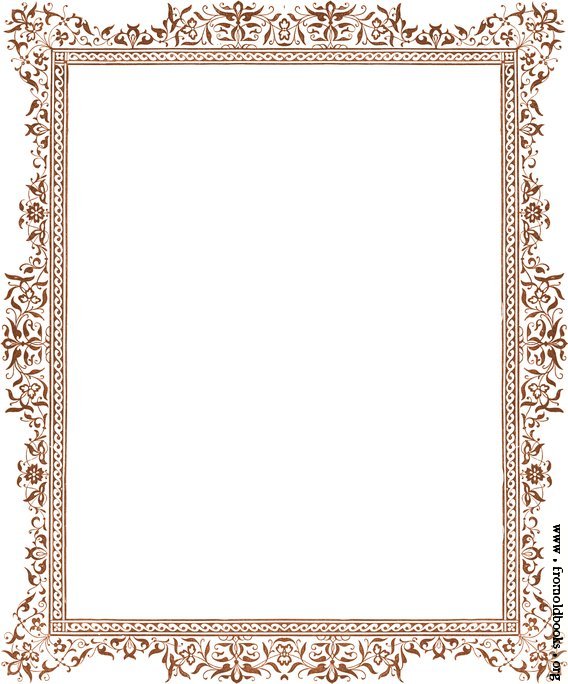 Decorative clip-art Victorian border, antique brown [image 415x500 ...