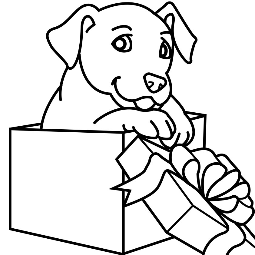 Christmas Puppy Digital Coloring Page Book Illustrator - Animal ...