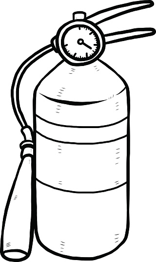 Drawing Of The Fireman Putting Out Fire Clip Art, Vector Images ...