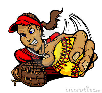 Cartoon girl softball clipart
