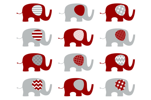 Red elephant clipart free