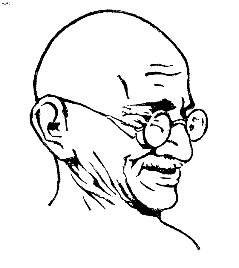Gandhi clipart black and white