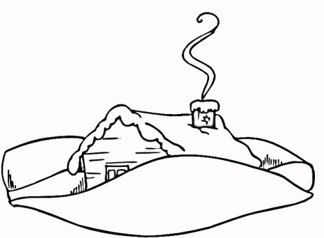 Log Cabin at Winter coloring page | Super Coloring