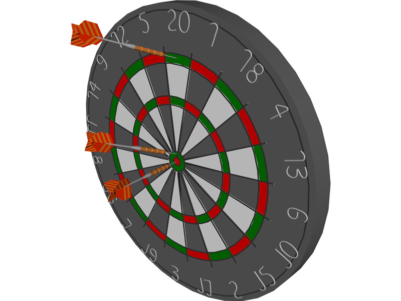 Dart Board with Darts 3D Model Download | 3D CAD Browser