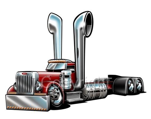 Peterbilt Big Rig Semi Truck Cartoon Tshirt 1027 Freight Hauler ...