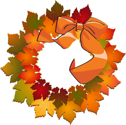 Autumn Leaves Wreath Clip Art
