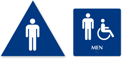 Men Bathroom Sign - California Restroom Kit in Blue & White, SKU - SE-