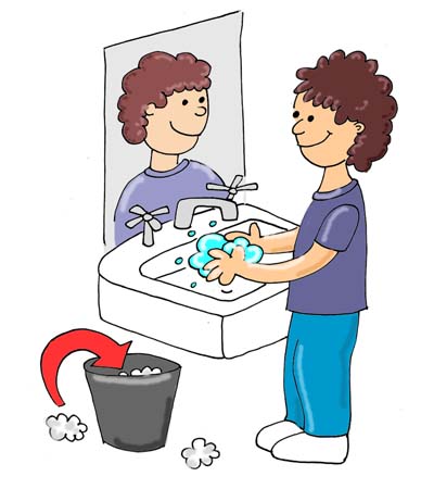 Kids cleaning bathroom clipart