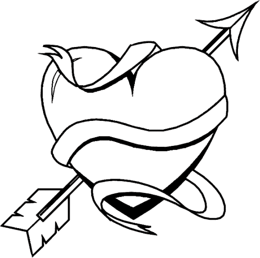 Cupid Arrow Through The Heart Valentine Coloring Pages - Cupid ...