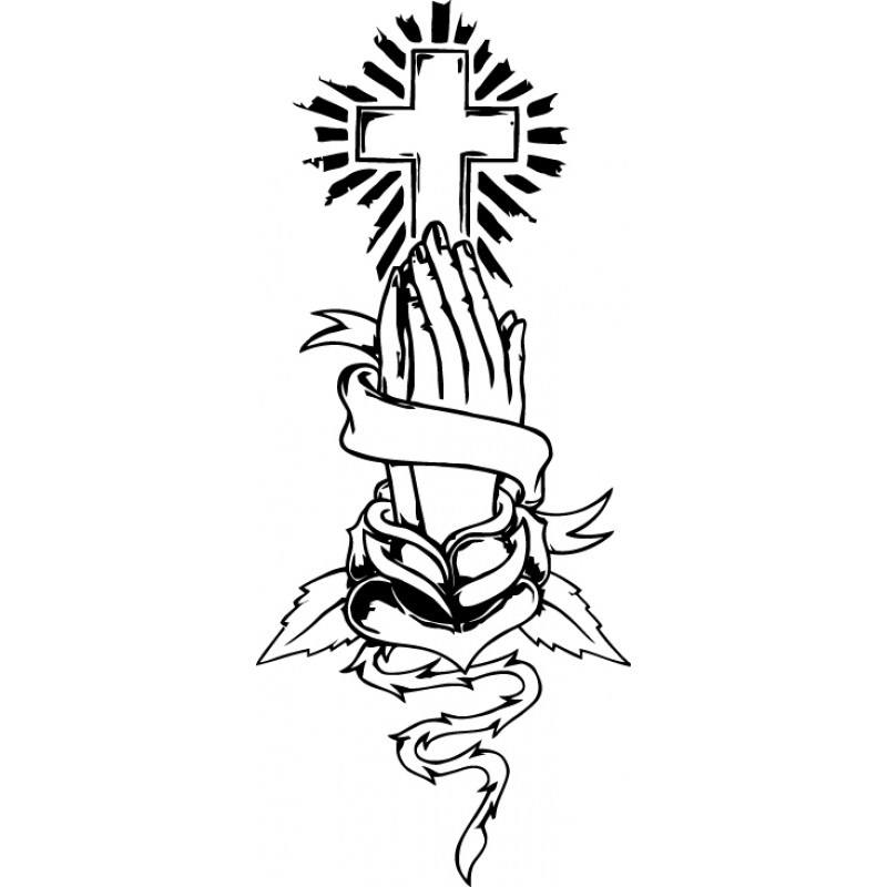 Crosses With Praying Hands Drawings