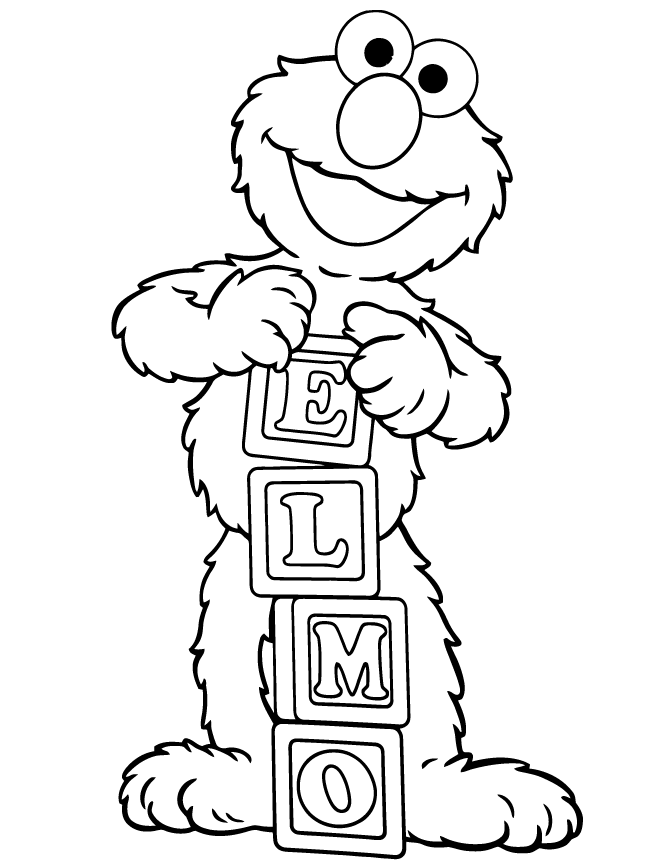 Alphabet Blocks Elmo Coloring Page