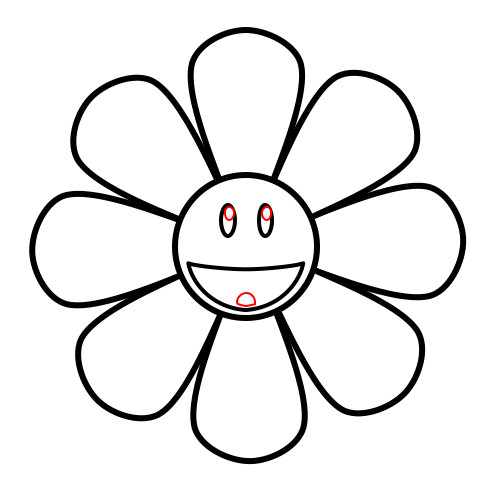 Drawing a cartoon sunflower