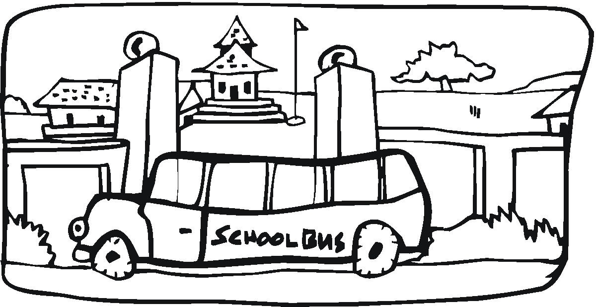 School Bus In The Town Coloring Online | Super Coloring