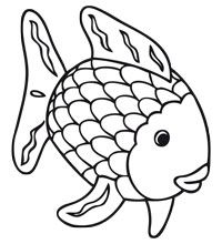 Rainbow fish clipart black and white