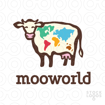 Exclusive Customizable Logo For Sale: Cow world map | StockLogos.com