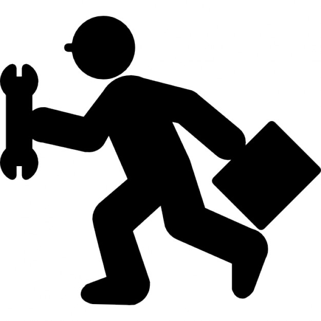 Running repair man with wrench and kit Icons | Free Download